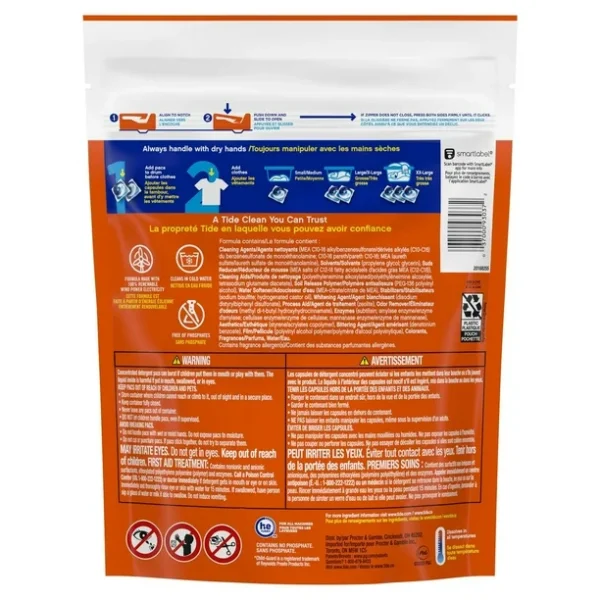 Tide PODS laundry detergent pacs, 3-in-1 Stain Remover, Odor Fighter, Color Protector, HE compatible, Original Scent, 31CT - Image 3