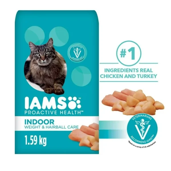 Lams Proactive Health Indoor Weight & Hairball Care with Chicken & Turkey Adult Dry Cat Food,1,59kg