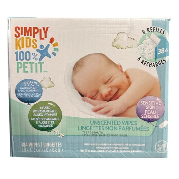 Simply kids 100% petit wipes, 384 wipes