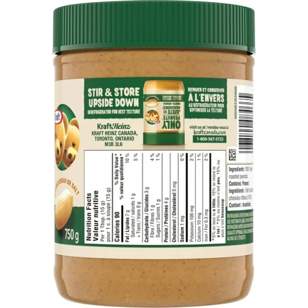 Kraft Only Peanuts All Natural Smooth Peanut Butter, 750g - Image 2