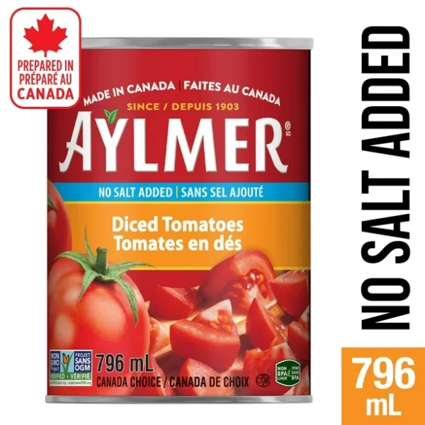 Aylmer Tomatoes Diced, No Salt Added, 796 ml