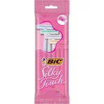 BIC Silky Touch Women's Disposable Razors, With 2 Razor Blades, Pretty Pastel Razor Handles 10 count